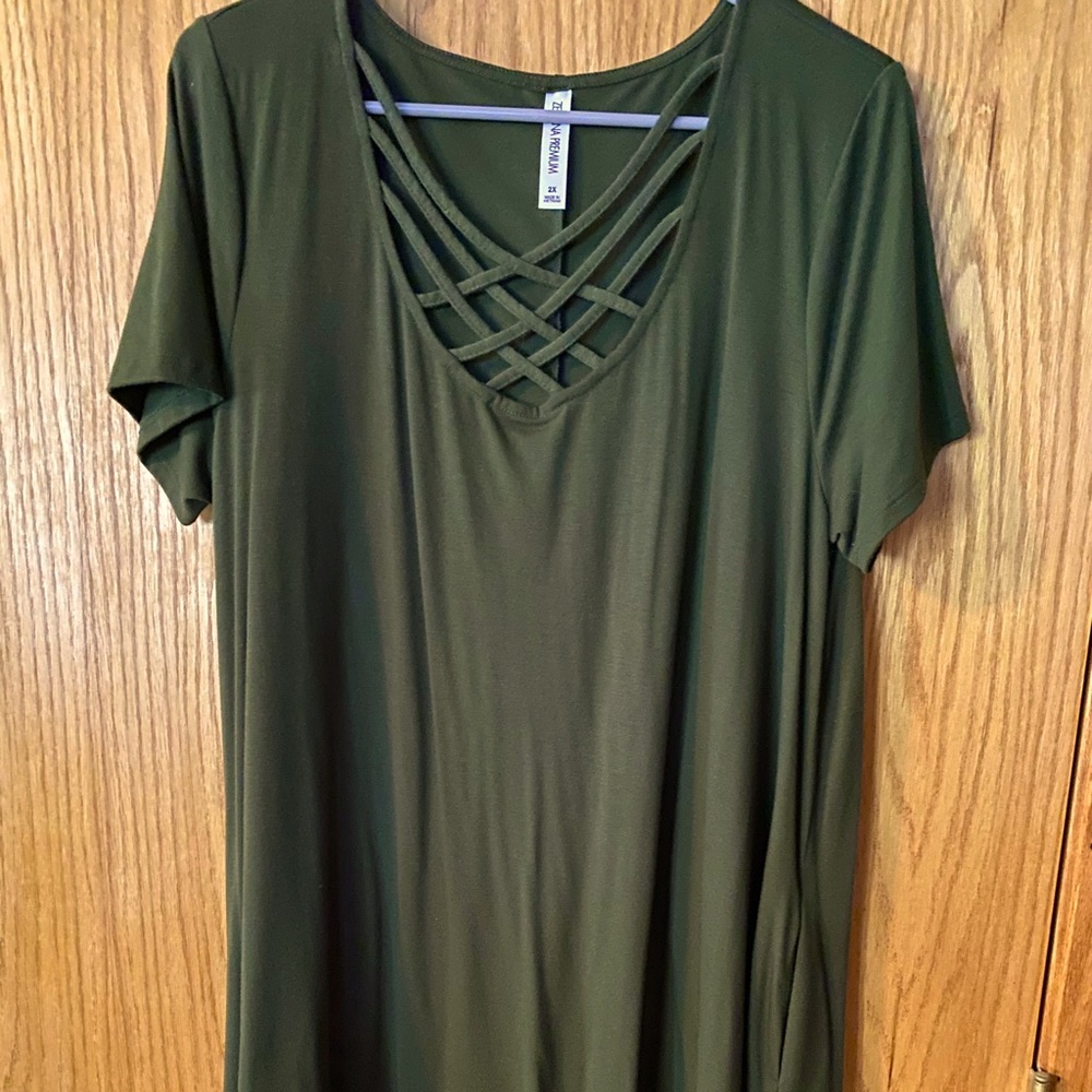 Zenana olive green pocket tunic
